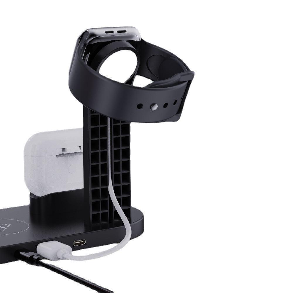 Plastic 3 In 1 Wireless Charger Stand Fast - Black / With wireless fast charging