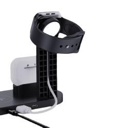 Plastic 3 In 1 Wireless Charger Stand Fast - Black / With wireless fast charging