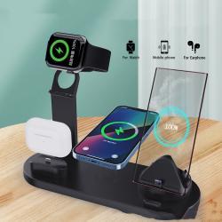 Plastic 3 In 1 Wireless Charger Stand Fast - Black / Without wireless charging