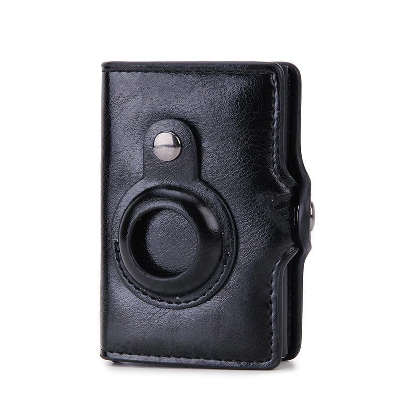 Multifunctional Card Holder Airtag Mens Short Card Holder Wallet Air Tag - Black