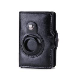 Multifunctional Card Holder Airtag Mens Short Card Holder Wallet Air Tag - Black
