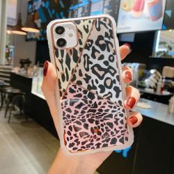 Electroplating love leopard print small waist protective cover phone case - Beige / Iphone 12/12Pro