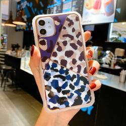 Electroplating love leopard print small waist protective cover phone case - Grey / IPhone XS Max