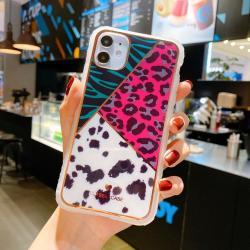 Electroplating love leopard print small waist protective cover phone case - Rose Red / Iphone 11