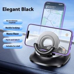 Magnetic Phone Holder With Vacuum Suction Foldable Adjustable Car Mount Magnetic Bracket Suction Nonslip For Busy Commuters - Elegant Black / Upgrade