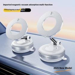 Magnetic Phone Holder With Vacuum Suction Foldable Adjustable Car Mount Magnetic Bracket Suction Nonslip For Busy Commuters - Glacier white / Upgrade