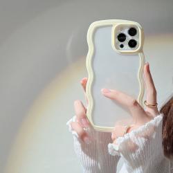 Wave Border Mobile Phone Case Solid Color Simple Candy Color - Yellow / IPhone X