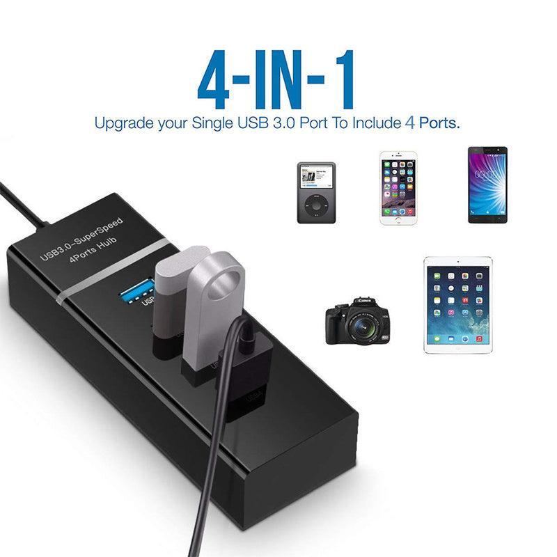 4 In 1 2.0 3.0 USB HUB Splitter High Speed Multi Splitter USB Adapter Expander Cable For Desktop PC Laptop Adapter USB HUB - Black