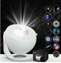Night Light Galaxy Projector Starry Sky Projector 360 Rotate Planetarium Lamp For Kids Bedroom Valentines Day Gift Wedding Deco - White1 / USB