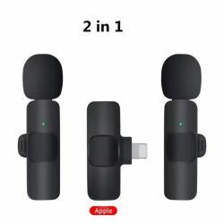 Wireless Lavalier Microphone Portable Audio Video Recording Mini Mic For I Phone Android Long Battery Life Live Broadcast Gaming - 2in1 for IOS