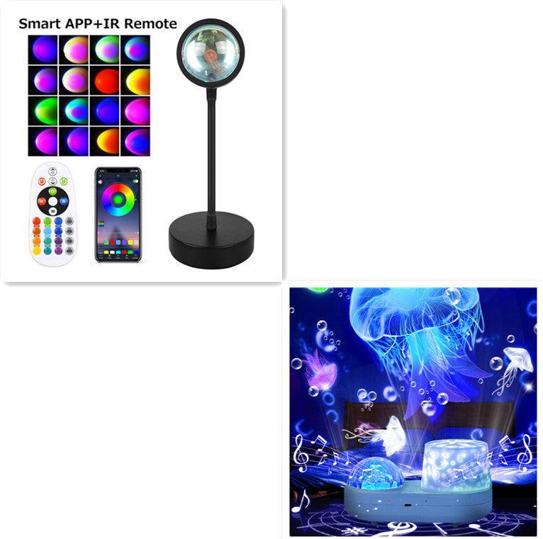 Sunset Projection Lamp Sunset Projector Night Light Wall Decoration Lighting - APP 24KEY Set / USB