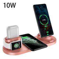 Wireless Charger For IPhone Fast Charger For Phone Fast Charging Pad For Phone Watch 6 In 1 Charging Dock Station - Pink / 10w / USB