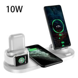 Wireless Charger For IPhone Fast Charger For Phone Fast Charging Pad For Phone Watch 6 In 1 Charging Dock Station - White / 10w / USB