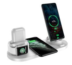 Wireless Charger For IPhone Fast Charger For Phone Fast Charging Pad For Phone Watch 6 In 1 Charging Dock Station - White / 15W / USB