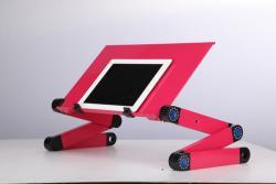 Laptop Table Stand With Adjustable Folding Ergonomic Design Stand Notebook Desk For Ultrabook Netbook Or Tablet With Mouse Pad - Rose Pink / 420+mouse board