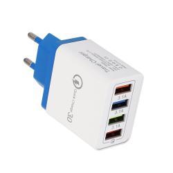 USB Charger Quick Charge 3.0 4 Phone Adapter For Tablet Portable Wall Mobile Charger Fast Charger - EU / Dark blue / Q1pc