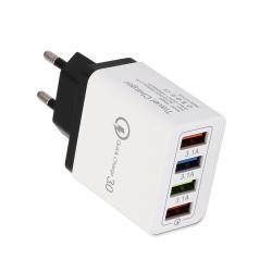 USB Charger Quick Charge 3.0 4 Phone Adapter For Tablet Portable Wall Mobile Charger Fast Charger - EU / Half black / Q1pc