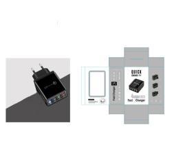 USB Charger Quick Charge 3.0 4 Phone Adapter For Tablet Portable Wall Mobile Charger Fast Charger - UK / Full black and box / Q1pc