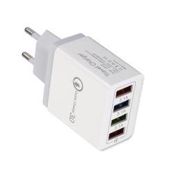 USB Charger Quick Charge 3.0 4 Phone Adapter For Tablet Portable Wall Mobile Charger Fast Charger - UK / Grey / Q1pc
