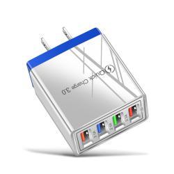 USB Charger Quick Charge 3.0 4 Phone Adapter For Tablet Portable Wall Mobile Charger Fast Charger - US / Dark blue / Q1pc