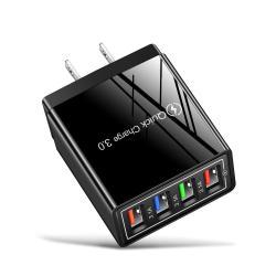 USB Charger Quick Charge 3.0 4 Phone Adapter For Tablet Portable Wall Mobile Charger Fast Charger - US / Full black / Q1pc