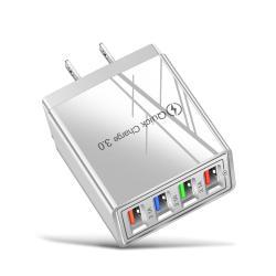 USB Charger Quick Charge 3.0 4 Phone Adapter For Tablet Portable Wall Mobile Charger Fast Charger - US / Grey / Q1pc