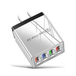 USB Charger Quick Charge 3.0 4 Phone Adapter For Tablet Portable Wall Mobile Charger Fast Charger - US / Half black / Q1pc