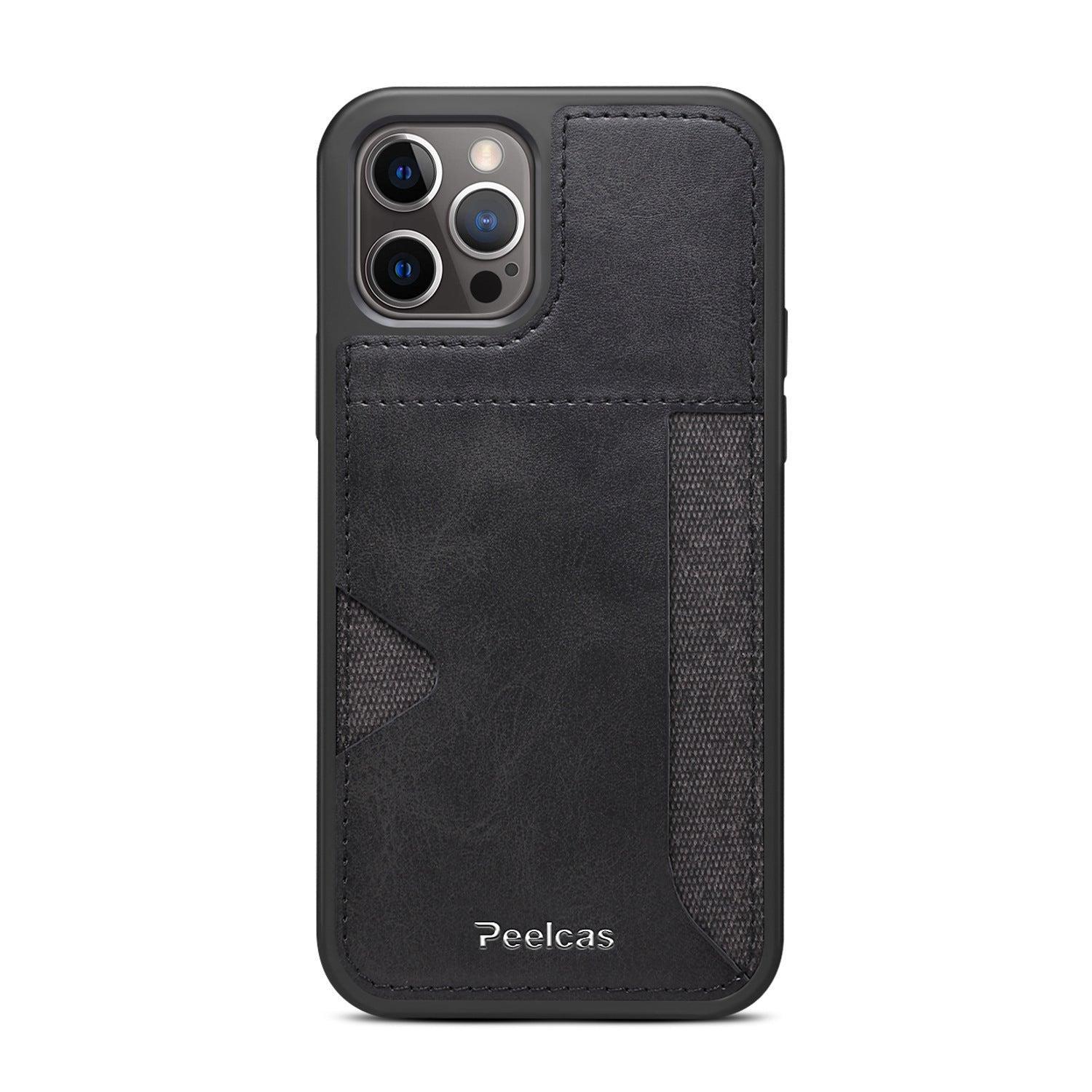 Phone  Business Back Leather Card Phone Case - Black / Iphone 11