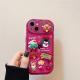Xmas Santa Claus Cute Elk Hat Pendant Flip Christmas Phone Case For I Phone 15 14 13 12 11 Pro Max Pro Silicone Protection Cover - Rose Red With Pendant / IPhone14