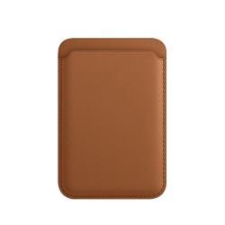 For Magsafe Magnetic Luxury Leather Card Holder Wallet Case For 14 Pro Max 13 12 Phone Bag Adsorption Accessories Cover - Autumn leaves brown