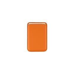 For Magsafe Magnetic Luxury Leather Card Holder Wallet Case For 14 Pro Max 13 12 Phone Bag Adsorption Accessories Cover - Bright Orange