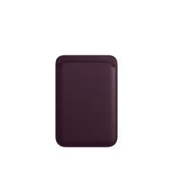 For Magsafe Magnetic Luxury Leather Card Holder Wallet Case For 14 Pro Max 13 12 Phone Bag Adsorption Accessories Cover - Crimson cherry