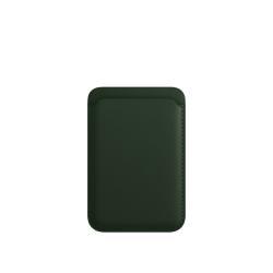 For Magsafe Magnetic Luxury Leather Card Holder Wallet Case For 14 Pro Max 13 12 Phone Bag Adsorption Accessories Cover - Fir green
