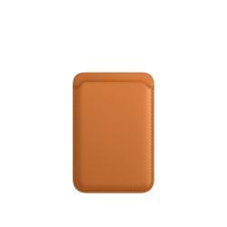 For Magsafe Magnetic Luxury Leather Card Holder Wallet Case For 14 Pro Max 13 12 Phone Bag Adsorption Accessories Cover - Golden brown