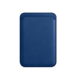 For Magsafe Magnetic Luxury Leather Card Holder Wallet Case For 14 Pro Max 13 12 Phone Bag Adsorption Accessories Cover - Midnight Blue