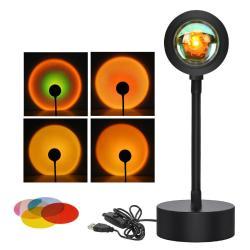 Sunset Projection Lamp Sunset Projector Night Light Wall Decoration Lighting - Fourcolor switchgolden light / 5V