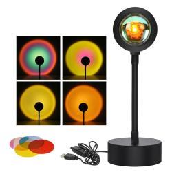 Sunset Projection Lamp Sunset Projector Night Light Wall Decoration Lighting - Fourcolor switchwarm light / 5V