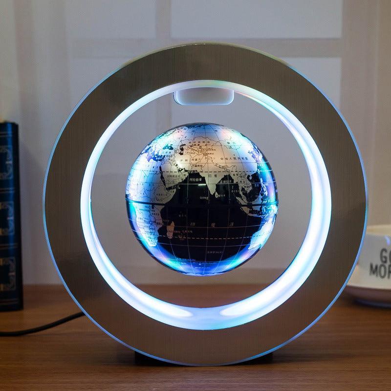 Round LED World Map Floating Globe Magnetic Levitation Light Anti Gravity Magic - Black