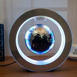Round LED World Map Floating Globe Magnetic Levitation Light Anti Gravity Magic - Black