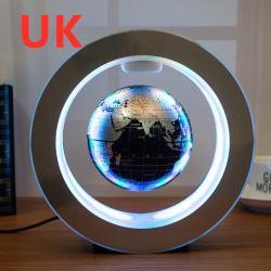 Round LED World Map Floating Globe Magnetic Levitation Light Anti Gravity Magic - Black English UK