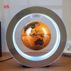 Round LED World Map Floating Globe Magnetic Levitation Light Anti Gravity Magic - Yellow English US