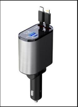 Metal Car Charger 100W Super Fast Charging Car Cigarette Lighter USB And TYPE-C Adapter - Metal Silver Gray / 100W