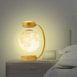 3D LED Moon Night Light Wireless Magnetic Levitating Rotating Floating Ball Lamp For School Office Bookshop Home Decoration - Gold / US