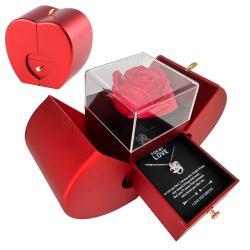 Fashion Jewelry Box Red Apple Christmas Gift Necklace Eternal Rose For Girl Mothers Day Valentines Day Gifts With Artificial Flower Rose Flower Jewelry Box