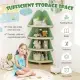 4-Tier Kids Christmas Tree Corner Bookshelf, Anti-Falling Guardrails & Anti-Tipping Kit For 3 Years