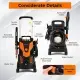 Orange Black 2300 PSI Electric Pressure Washer With 4 Quick-Connect Nozzles & Soap Bottle, 1900W High-Power Cleaner For Driveway Patio