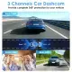 3 Channel Dash Cam For Cars, 1080P Full HD Front Camera (140° Wide View) With 480P Interior & Rear Cameras, 360° Vehicle Protection, Picture-in-Picture Display For Collision Evidence