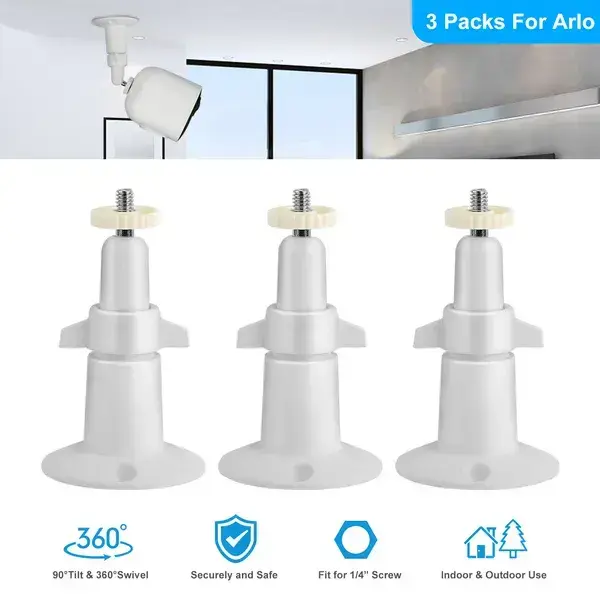 3 Packs Security Camera Wall Mount For Arlo 360 Degree Adjustable Camera Holder Garden Patio Screw Mount