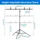 6.5×8.5FT T-Shape Photo Video Backdrop Stand Heavy Duty Background Stand Adjustable Photography Backdrop Stand With 6 Spring Clamps Sandbag Carry Bag For Studio Party Wedding