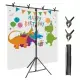 6.5×8.5FT T-Shape Photo Video Backdrop Stand Heavy Duty Background Stand Adjustable Photography Backdrop Stand With 6 Spring Clamps Sandbag Carry Bag For Studio Party Wedding